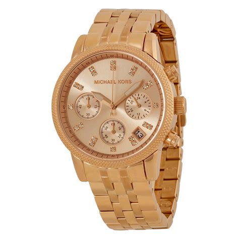 michael kors ladies ritz rose gold plated chronograph watch mk6077|Michael Kors Ritz Chronograph Rose Gold Dial Steel Ladies .